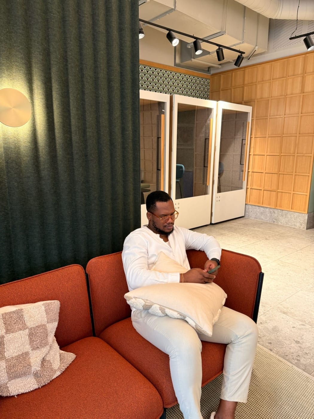 Tochii in a quiet moment between meetings